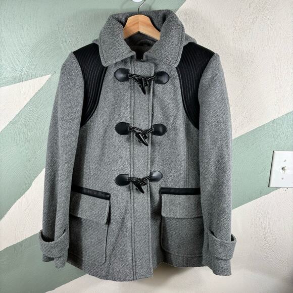 Guess Los Angeles Womens Small Gray Hooded Coat Toggle Closure Wool Blend Jacket - Picture 12 of 14